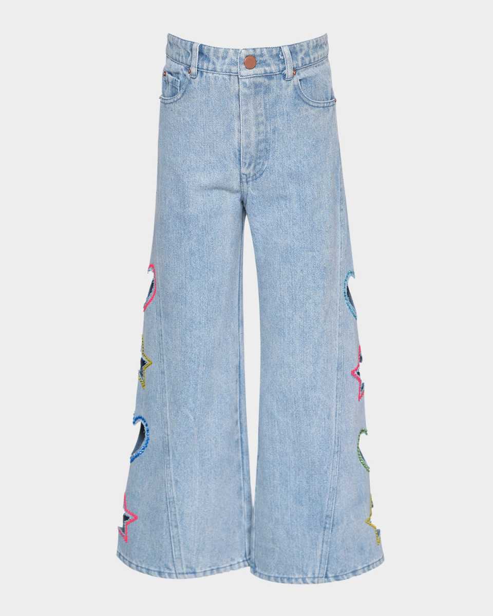 Girl's Jeans W/ Hearts & Stars Cut Outs, Size 4-14